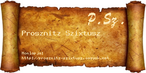 Prosznitz Szixtusz névjegykártya
